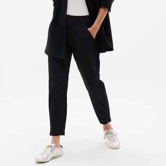 Athleta Brooklyn Mid Rise Ankle Pant Pull On Athleisure Black Size 12 EUC $99 - Picture 1 of 15